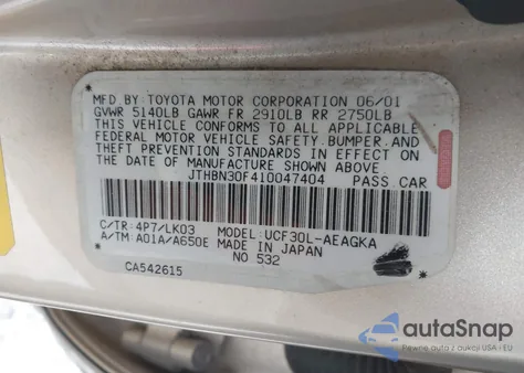 2001 Lexus Ls 430 z USA, uszkodzony, nr VIN JTHBN30F410047404